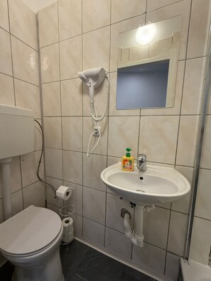 Appartement | Salle de bain | Douche, articles de toilette gratuits, sèche-cheveux