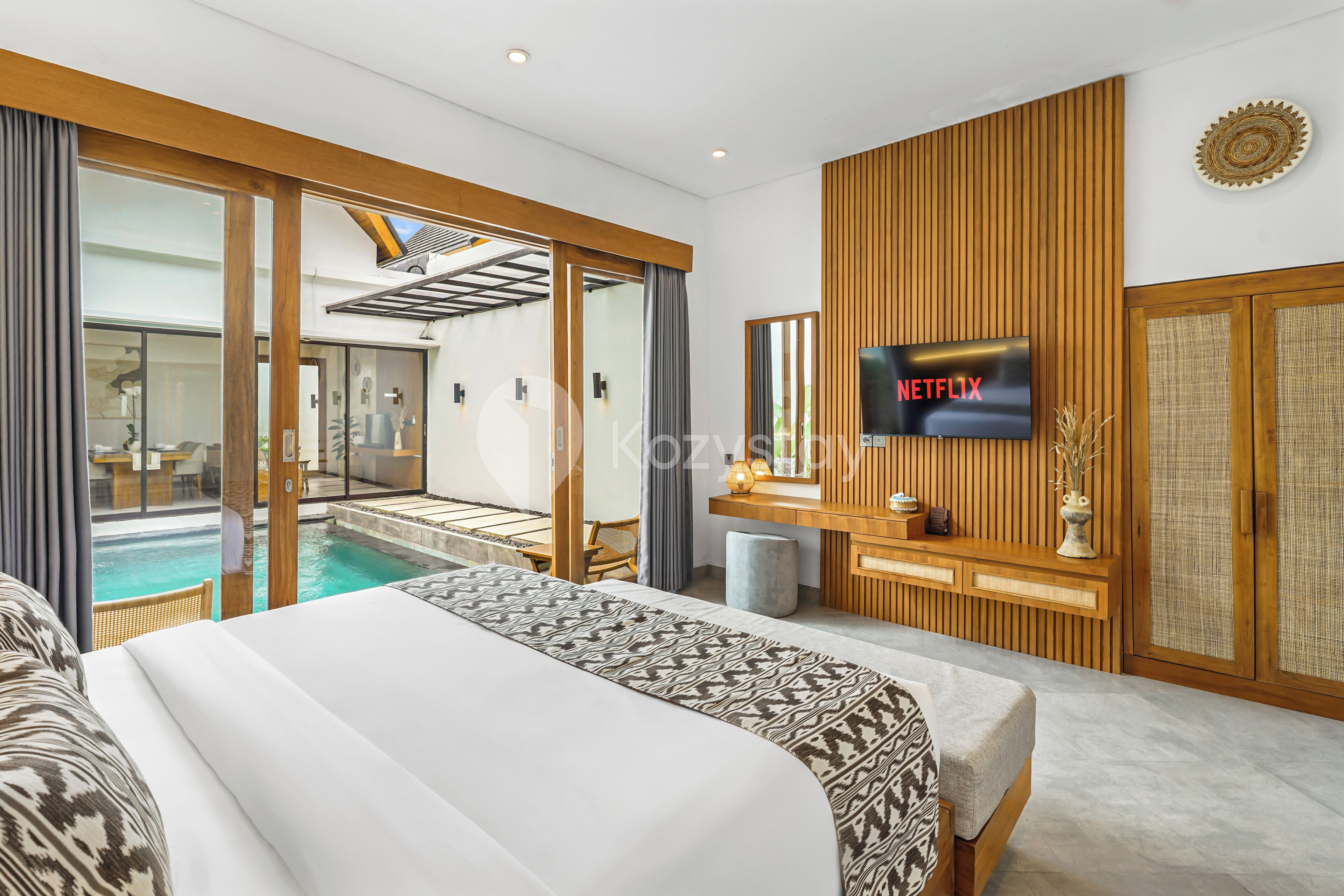 Villa, 2 Bedrooms, Balcony, Pool View | Desk, laptop workspace, iron/ironing board, free WiFi