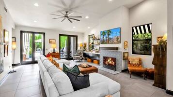 TV, fireplace, offices