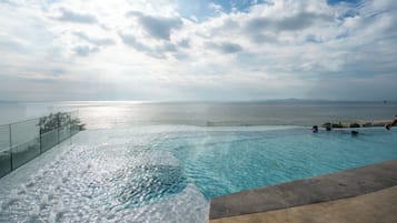 Outdoor pool, pool loungers