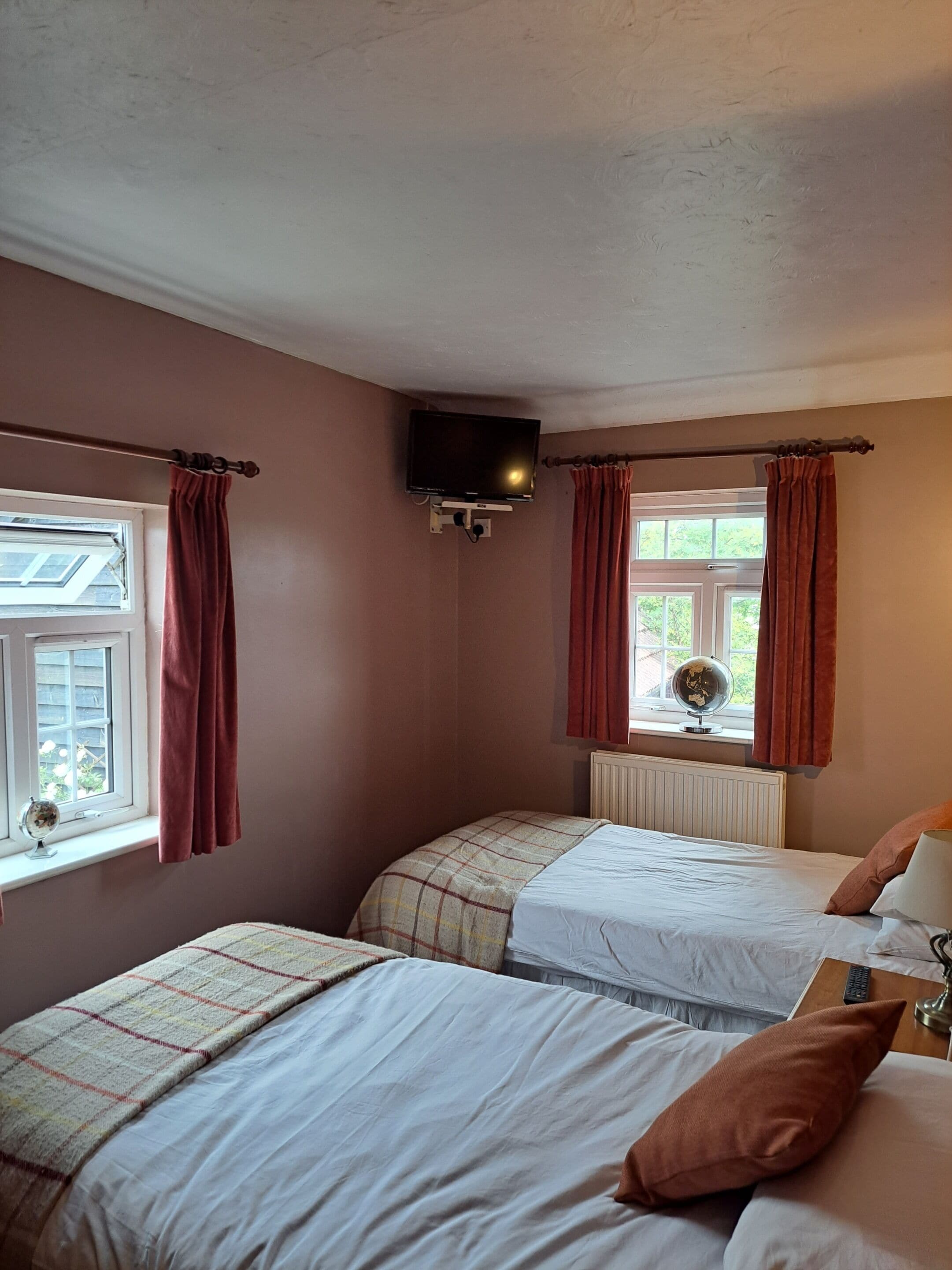 Habitación con 2 camas individuales, vista al jardín | Escritorio, espacio para trabajar con laptop y wifi gratis 