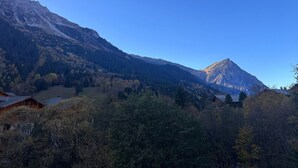 A mountainous landscape with a clear sky.