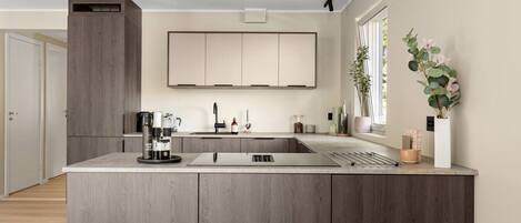 Réfrigérateur, micro-ondes, four, plaque de cuisson