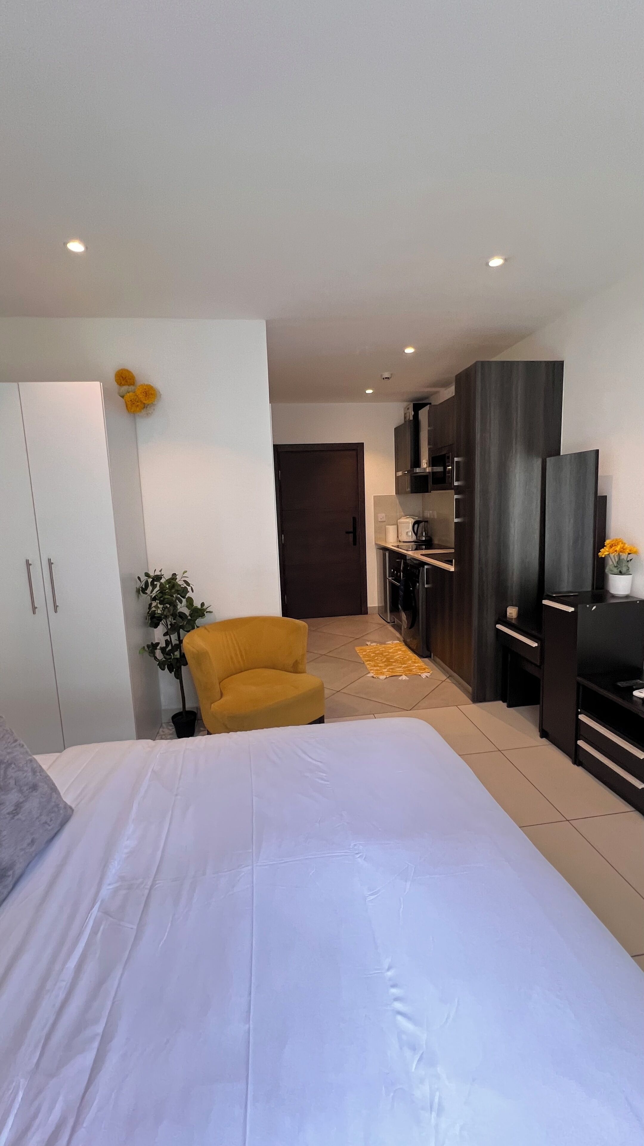 이그제큐티브 스튜디오, 퀸사이즈침대 1개, 반려동물 동반 가능, 수영장 전망 | 고급 침구, 메모리폼 침대, 객실 내 금고, 각각 다른 스타일의 인테리어