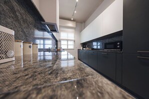 Fridge, microwave, oven, dishwasher - Elegant two-bedroom designer apartment near Balluta Bay, combining Maltese heritage charm with modern comfort. (St. Julian's)