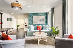 Apartment, City View | Living area | 43-inch Smart TV with cable channels, Netflix, streaming services