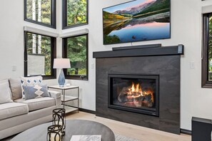 TV, fireplace, stereo