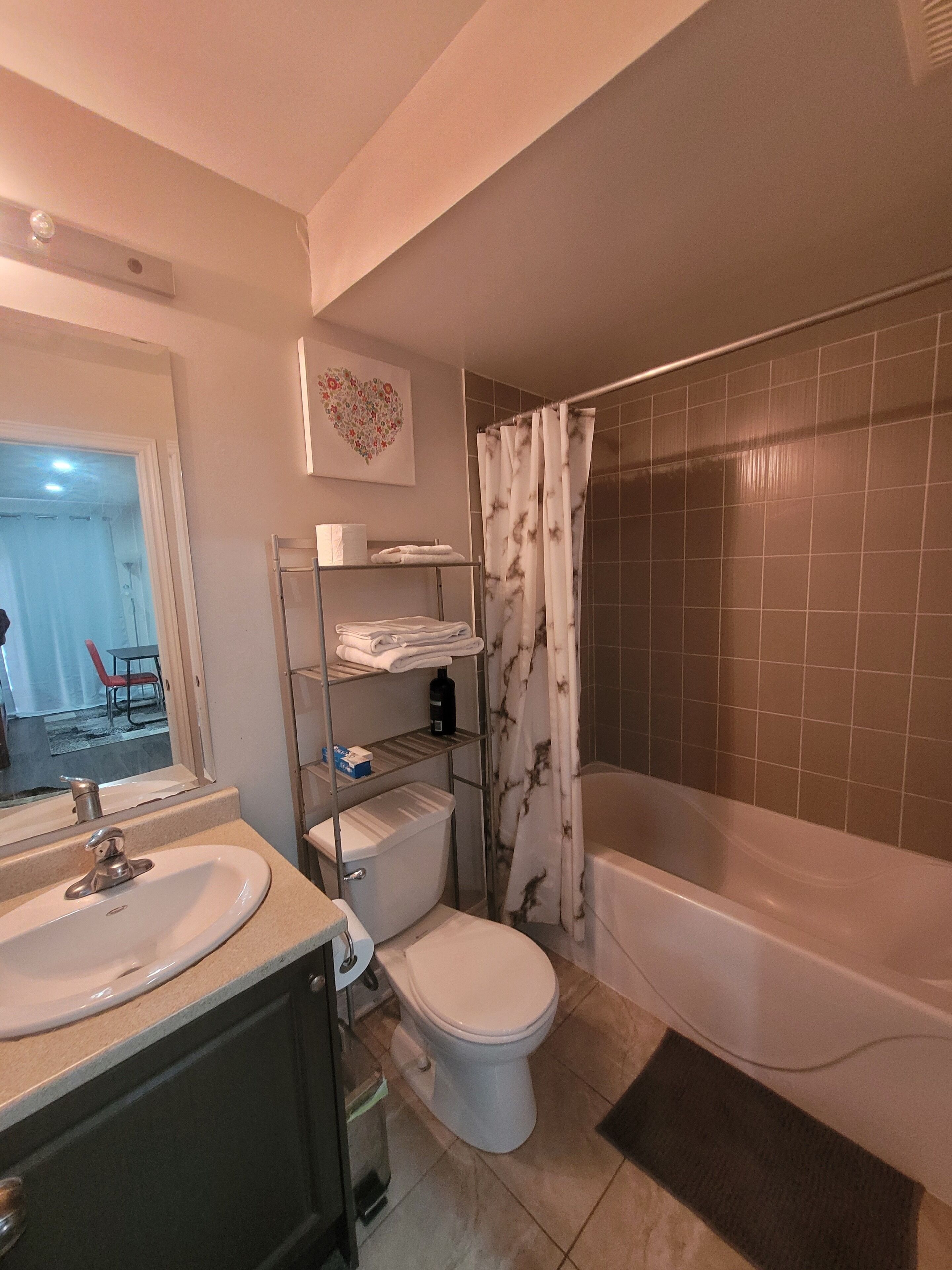 Towels, soap, toilet paper