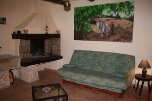 TV, fireplace