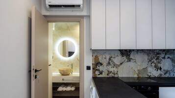 Apartment | Bathroom | Shower, free toiletries, hair dryer, towels