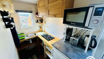 Fridge, microwave, oven