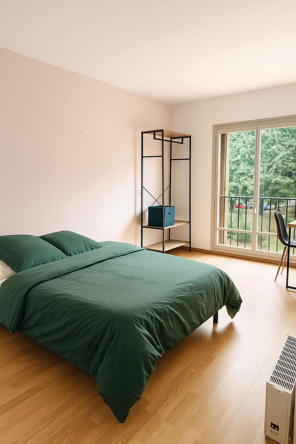 2 soverom, skrivebord og sengetøy