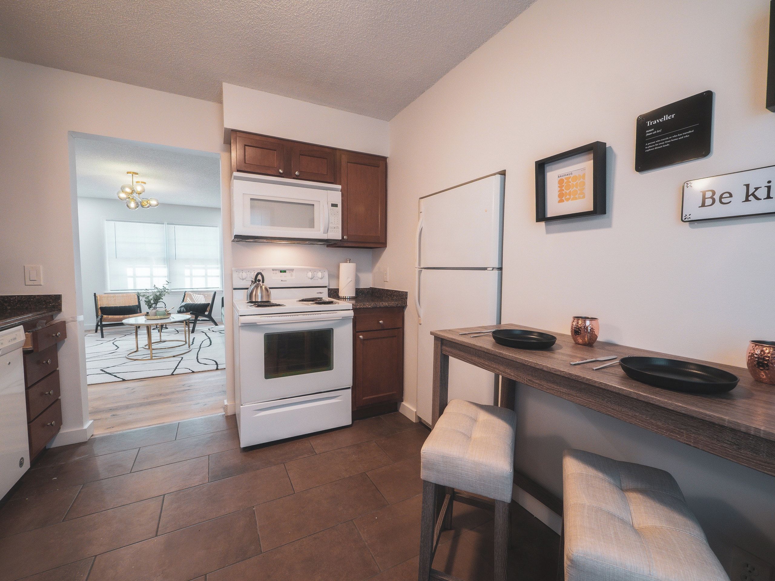 Kitchen with bar-height counter