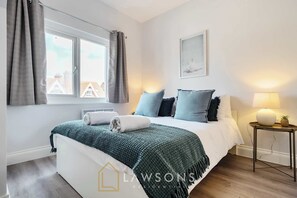 2 bedrooms, iron/ironing board, travel cot, bed sheets