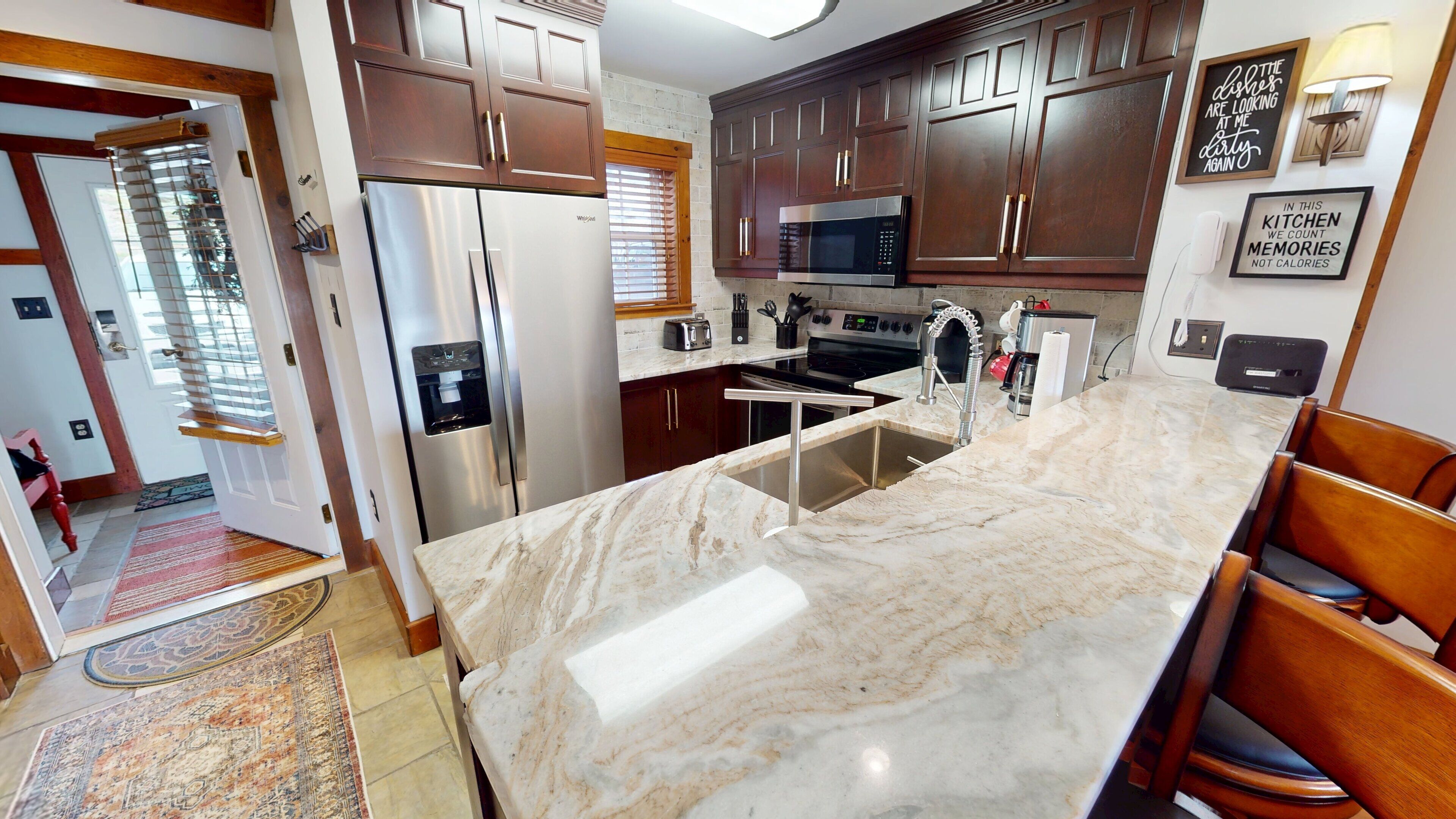 Fridge, microwave, oven, dishwasher