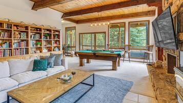 تلفزيون، مدفأة، ألعاب فيديو، كُتُب