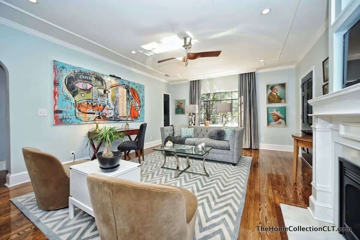 TV, fireplace, offices