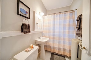 Shower, hair dryer, towels - Boutique Elizabeth Condo, King Bed, Porch (Charlotte)