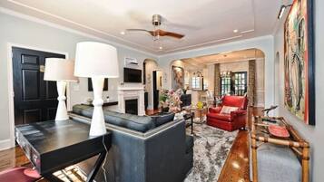 TV, fireplace, offices