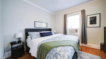 1 bedroom, desk, iron/ironing board, travel cot