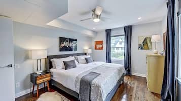 1 bedroom, desk, iron/ironing board, travel cot