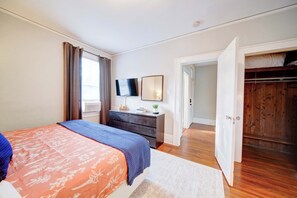 1 bedroom, desk, iron/ironing board, travel cot