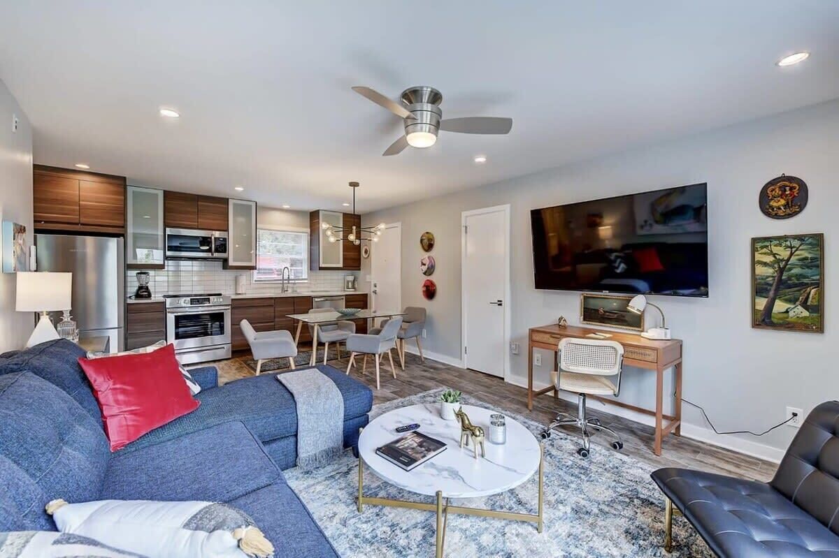 Our home is nestled on a quiet residential street, offering a peaceful retreat just moments from the energy of Uptown Charlotte.