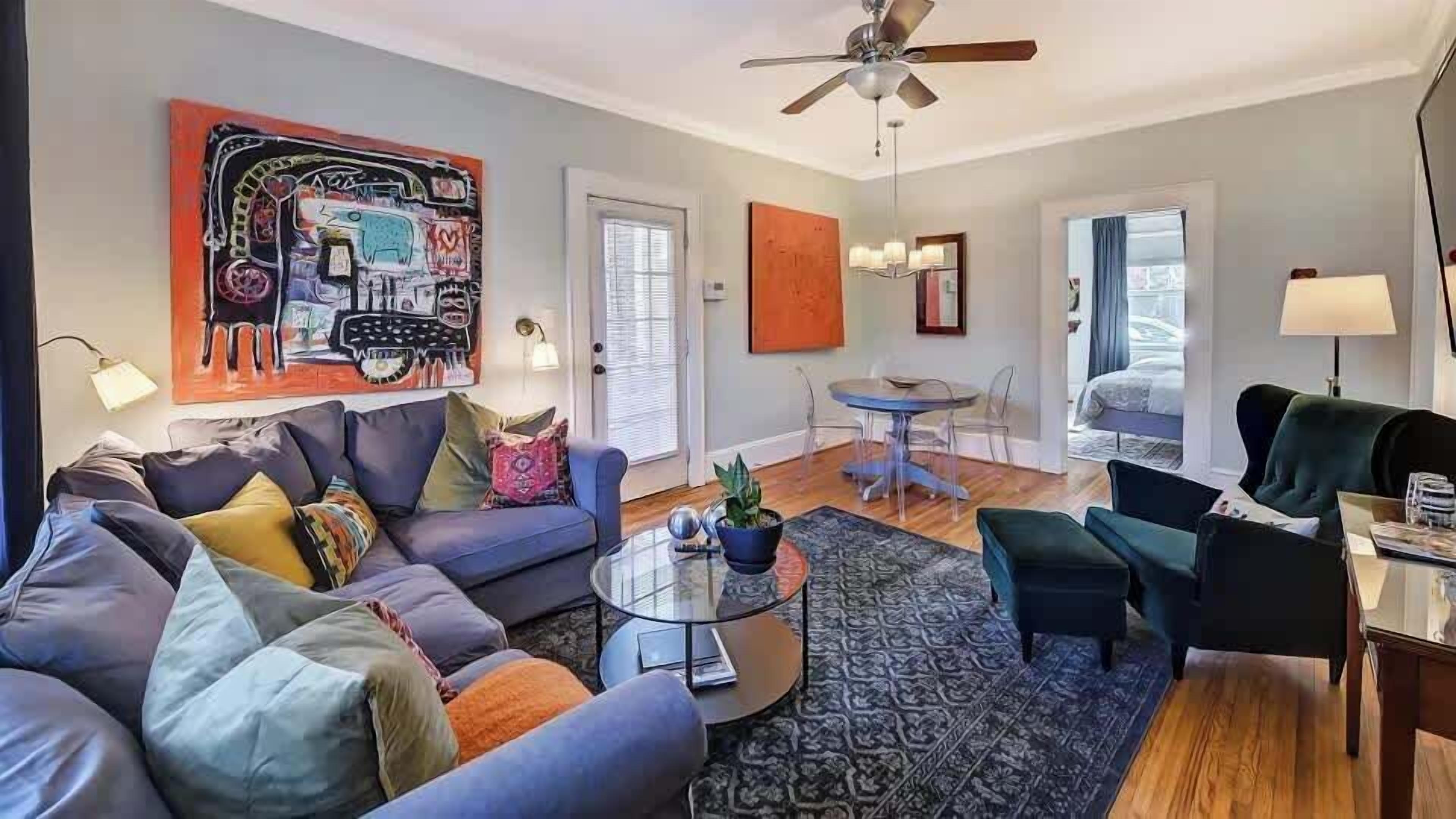 Our open-concept living and dining area is perfect for groups who value space and light.