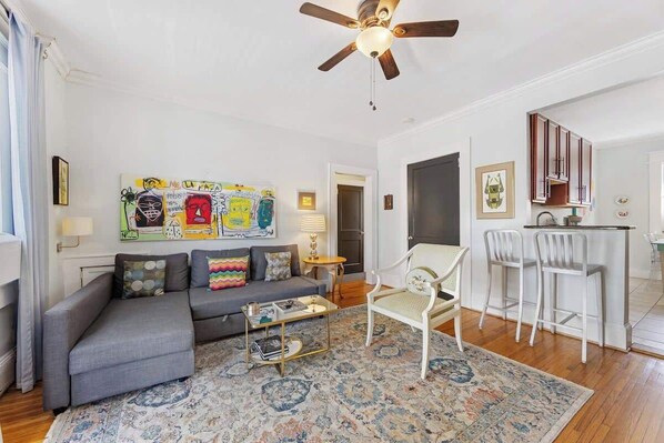 TV, offices - Historic Dilworth 1BR Condo · King Bed · Balcony (Charlotte)