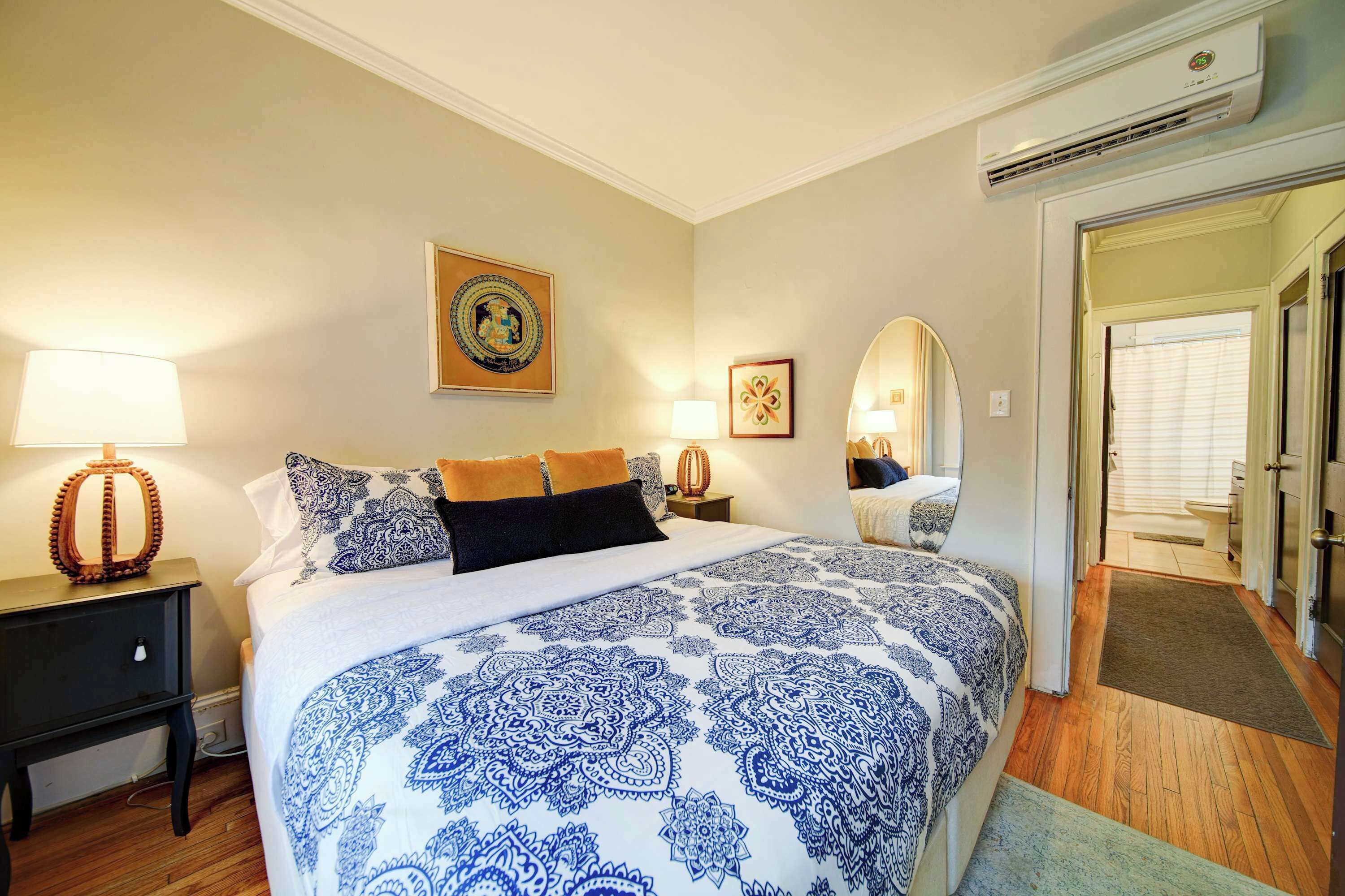 1 bedroom, desk, iron/ironing board, travel crib