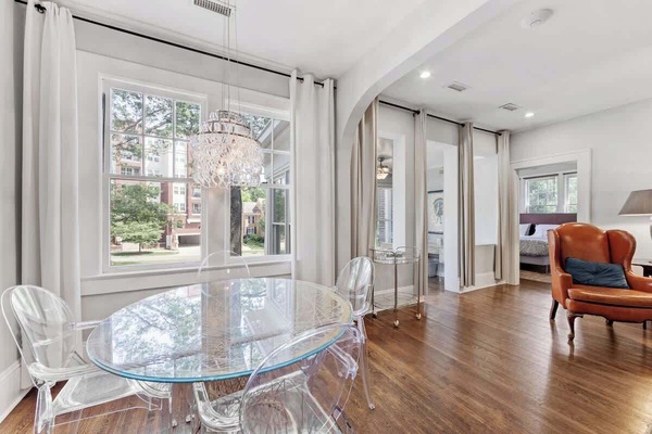 A comfortable spot for quiet mornings or casual dinners.