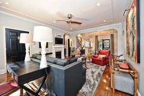 TV, offices - Charlotte Condo: 2BR, Patio, BBQ, & Pet-Friendly! (Charlotte)