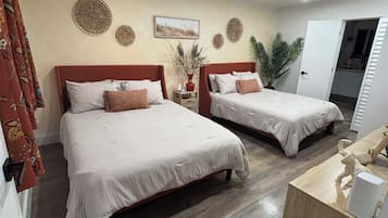 1 bedroom, desk, iron/ironing board, travel cot