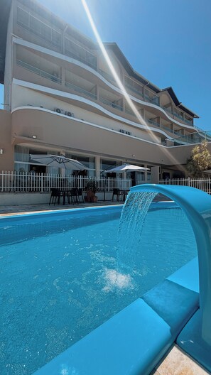 Indoor pool, pool umbrellas