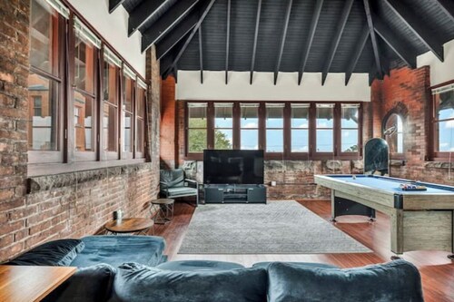 Urban Industrial Penthouse | Game Room Pool Table