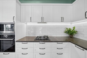 Fridge, microwave, dishwasher, toaster