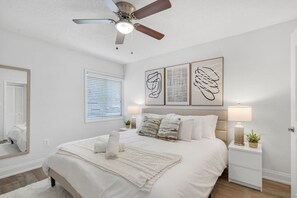 1 bedroom, desk, iron/ironing board, travel crib