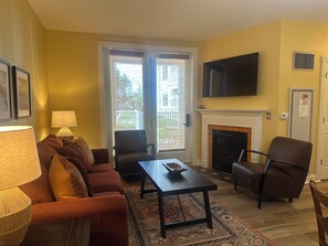 TV, fireplace - Charming 1-bedroom condo, Seneca Building in Village Plaza (Snowshoe)