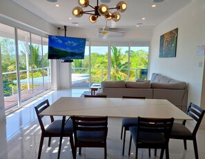 Family Villa, Balcony, Pool View | In-room dining