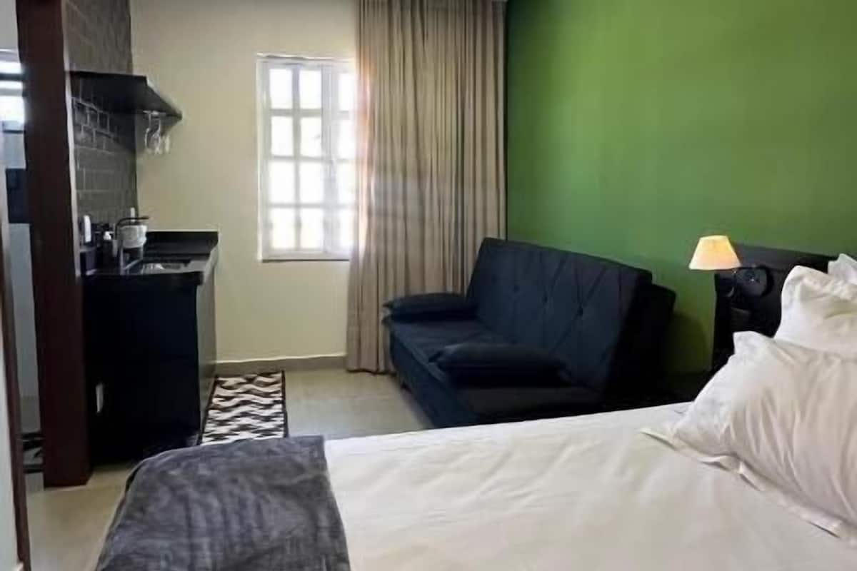 Suite estándar, vista al patio | Tabla de planchar con plancha y wifi gratis 
