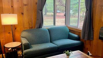 Smart-tv, een open haard en een dvd-speler