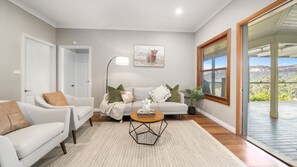 Smart TV, chimenea y libros 