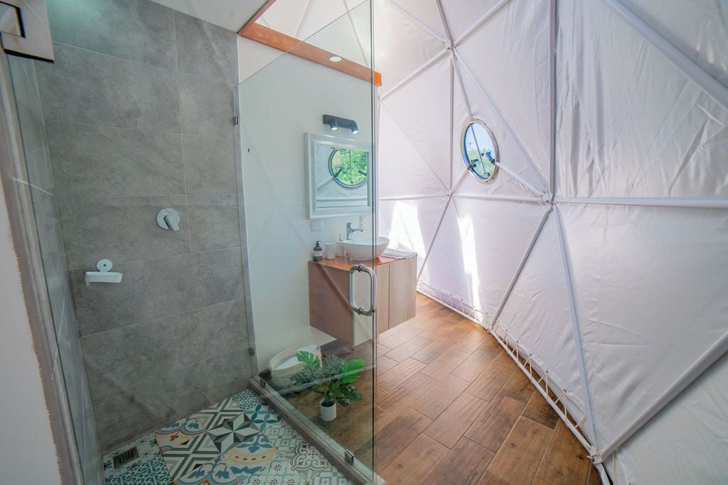 Deluxe Tent, City View | Bathroom | Shower, hair dryer, towels, soap