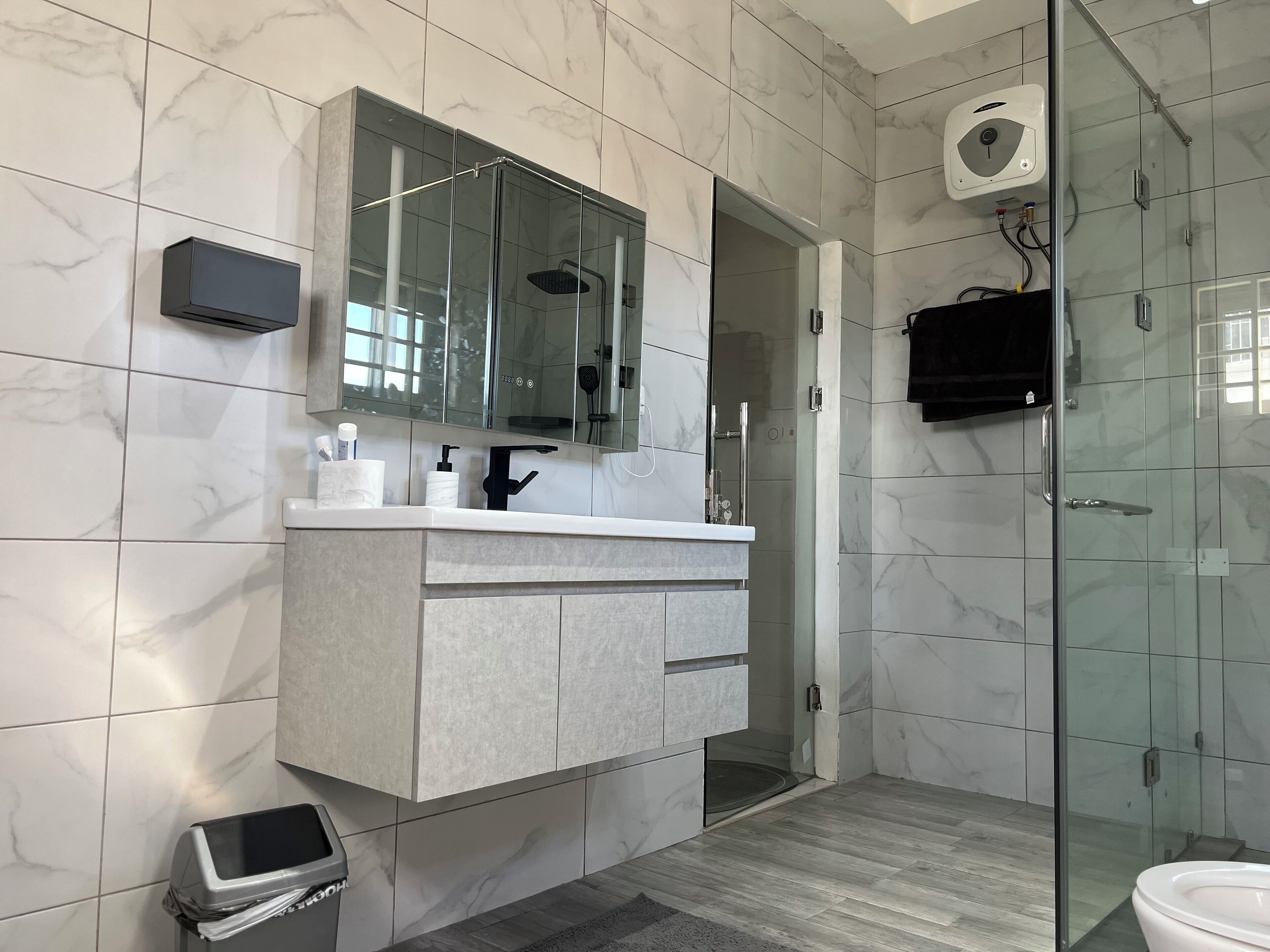 Towels, soap, toilet paper