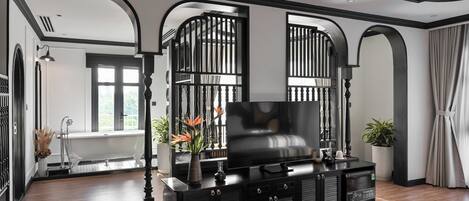 Family Quadruple Room, Balcony, City View | In-room safe, desk, laptop workspace, soundproofing