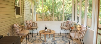 Modern 3-bedroom house near downtown Forest City with a private backyard.