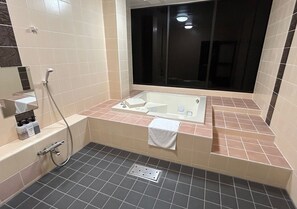 Triple Room, Non Smoking | Bathroom | Separate tub and shower, hair dryer, slippers, soap