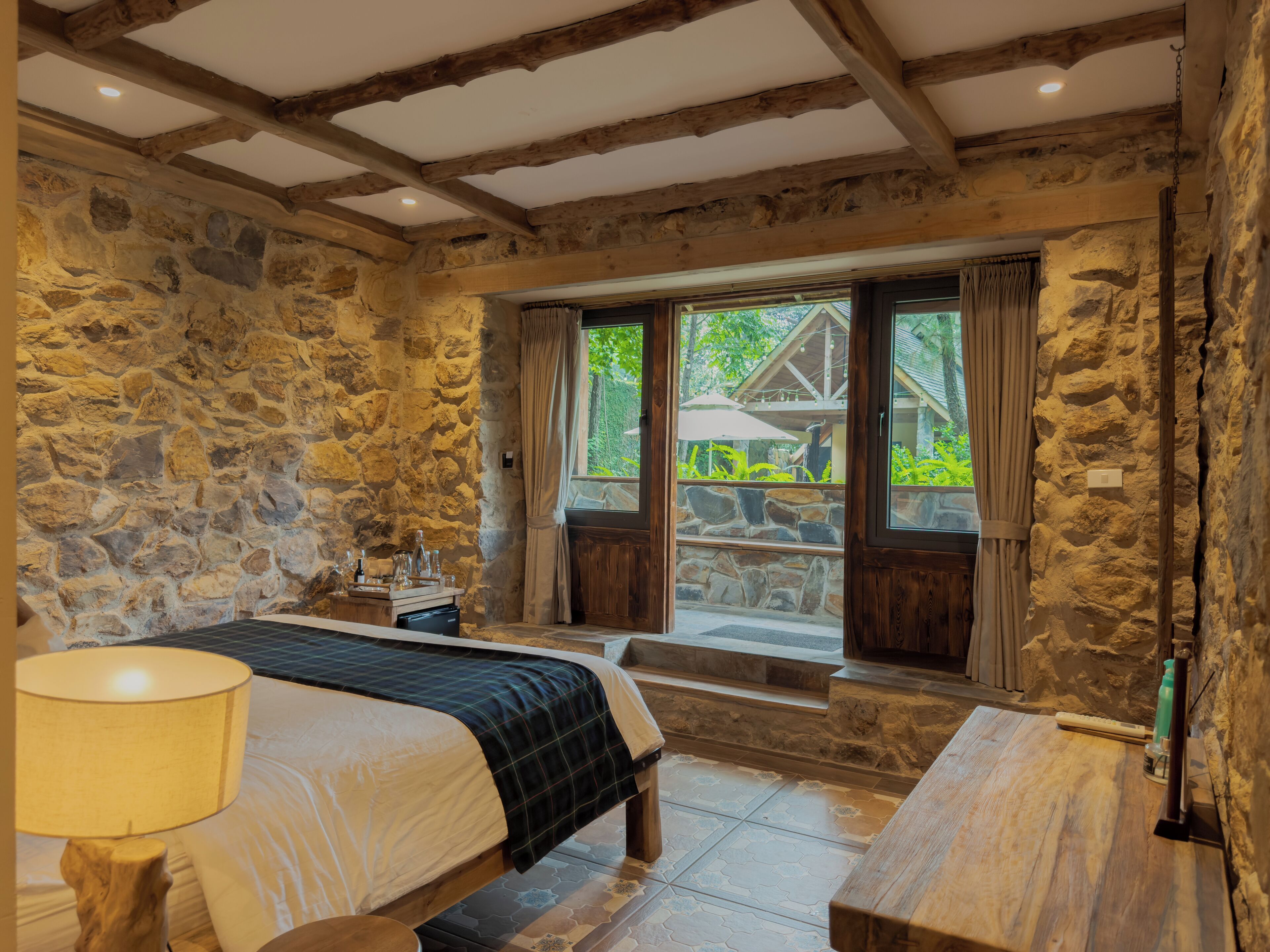 Deluxe Double Room, 1 King Bed, Terrace, Pool View | In-room safe, blackout drapes