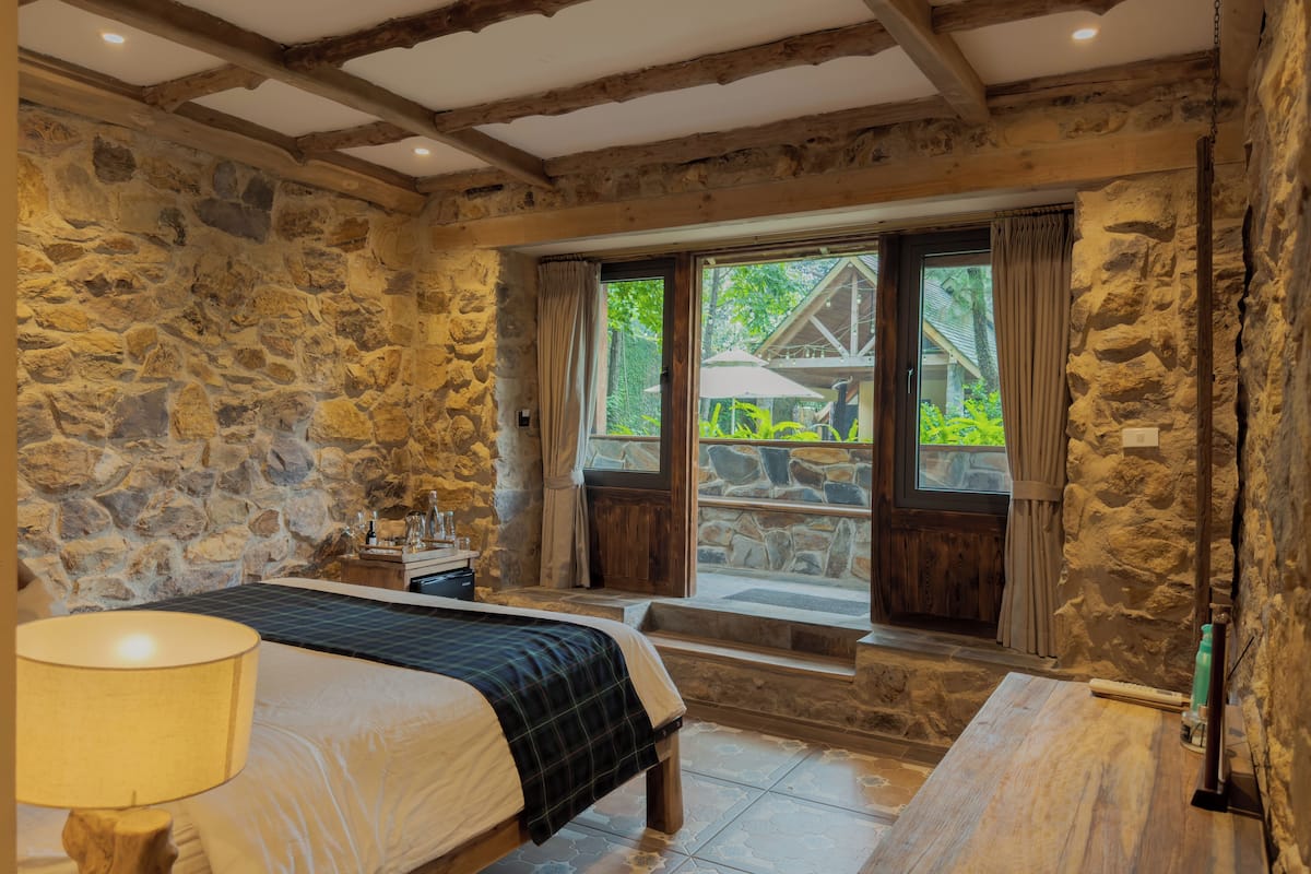 Deluxe Double Room, 1 King Bed, Terrace, Pool View | In-room safe, blackout drapes