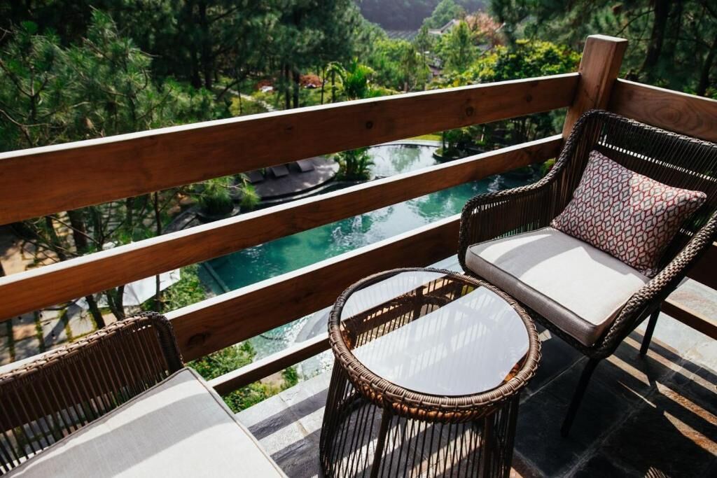 Deluxe Double Room, 1 King Bed, Balcony, Pool View | In-room safe, blackout curtains